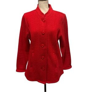 Appleseed’s Mock Neck Red 100% Wool Blazer Jacket Coat Size PM
